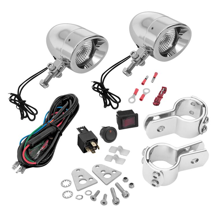 Show Chrome Mini Halogen Driving Lights For 1 1/4" Bars