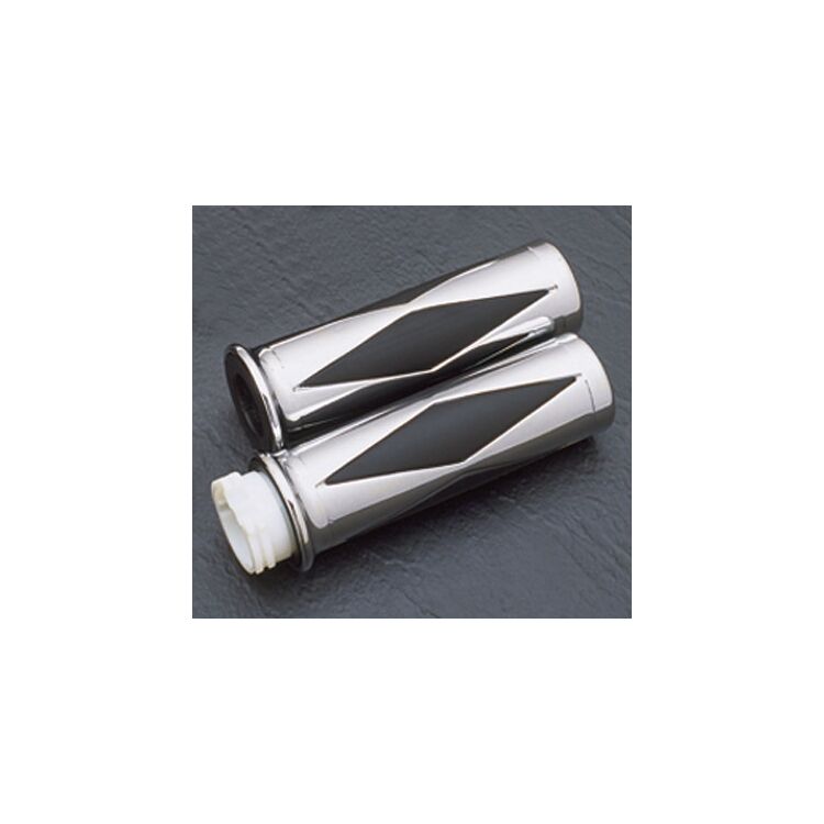 Milwaukee Twins Diamond Insert Grips For Harley With Dual Cable Throttle