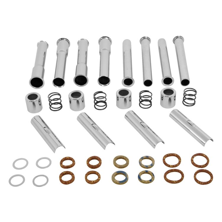 V-Twin Mfg. Chrome Stroker Pushrod Cover Kit For Harley Shovelhead 1966-1984