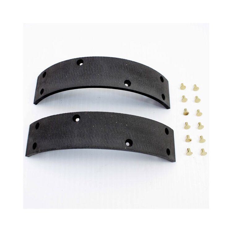 V-Twin Mfg. Front Brake Shoe Linings With Rivets For Harley FX XL 1964-1972