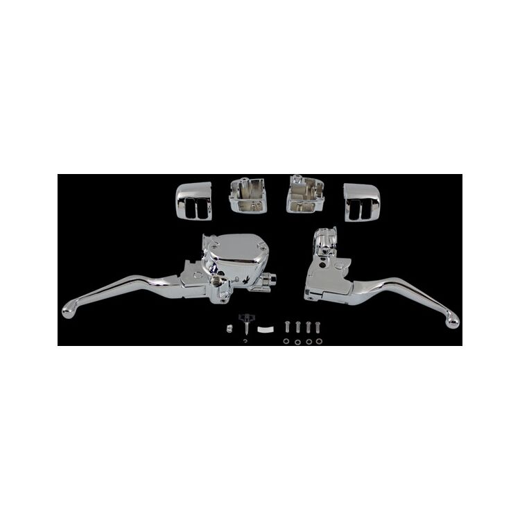 V-Twin Mfg. Chrome 14mm Handlebar Control Kit For Harley Dual Disc Sportster 2004-2006