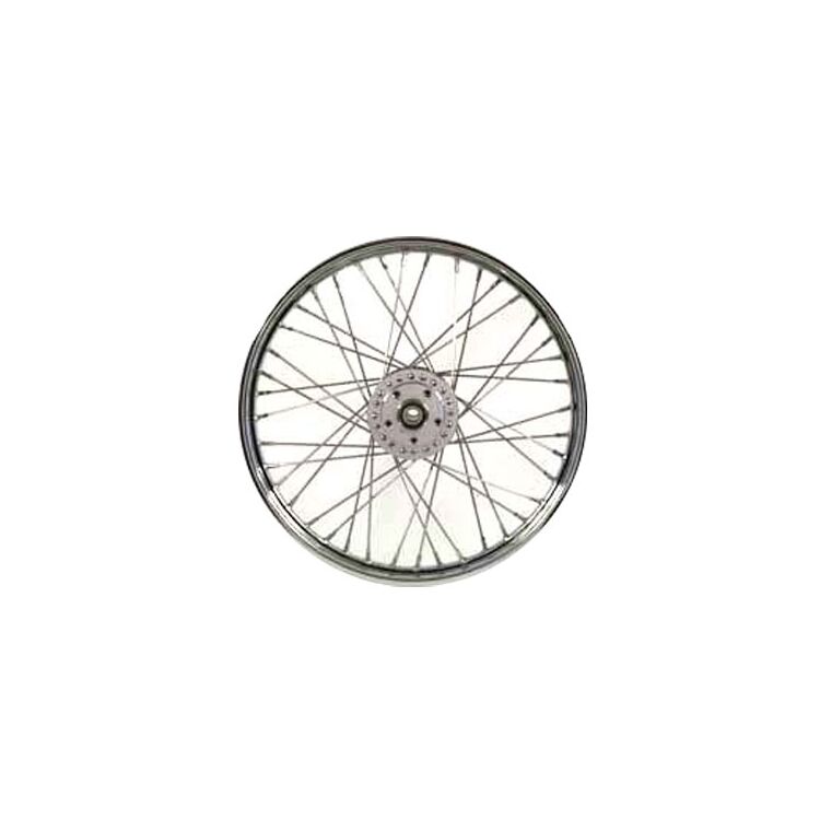 V-Twin Mfg. 40 Spoke Chrome Front Wheel, 21" X 2.15" Single Disc For Harley 1984-1999