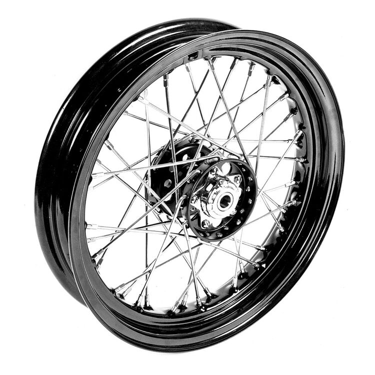 V-Twin Mfg. Replica Black Front / Rear Wheel For Harley Big Twin 1936-1966