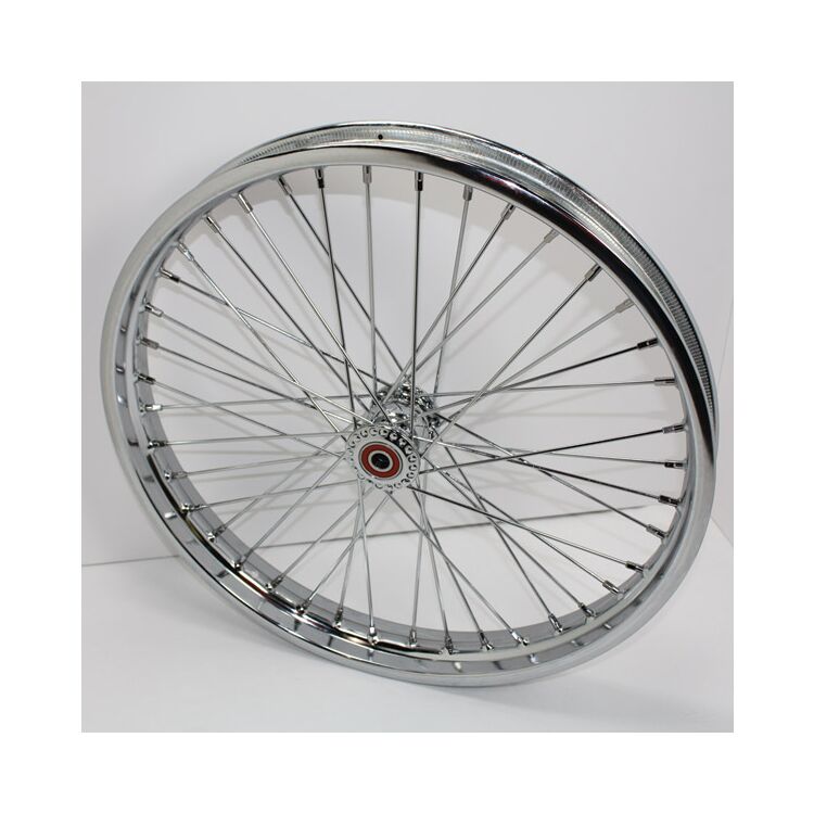 V-Twin Mfg. Chopper-Style Spool Chrome Front Wheel, 21" X 1.85"