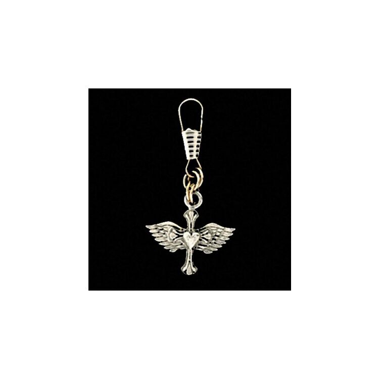 Guardian Bell Heart Cross And Wings Zipper Pull