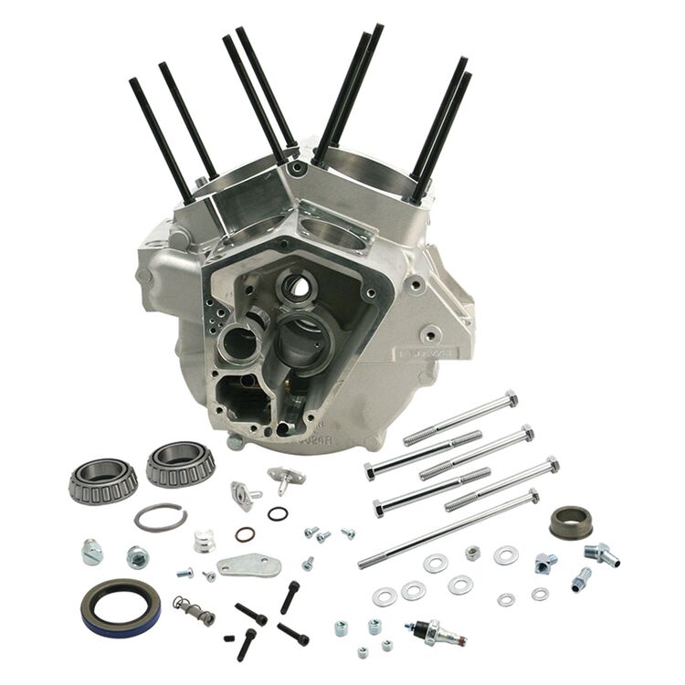 S&S Cycle Natural Crankcase 4-1/8" Bore And Small Diameter Flywheels For Harley EVO 1984-2000