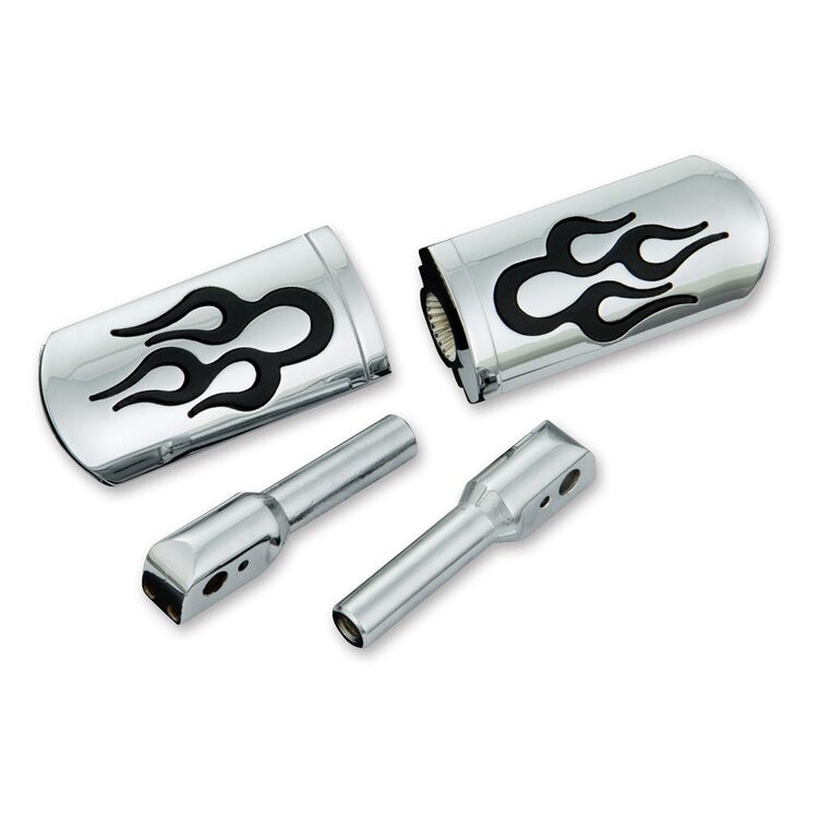 Show Chrome Flame Slider Passenger Footpegs Yamaha V Star 1999-2016