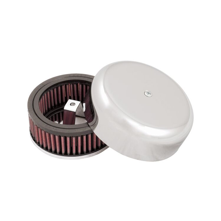 K&N High-Flow Bonnet Open Round Air Cleaner Assembly For Harley 1966-1977