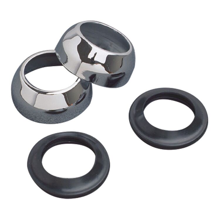 J&P Cycles Fork Boots With Cap Covers For Harley 1987-2005