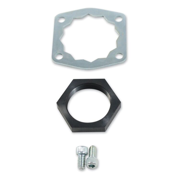 V-Twin Mfg. Front Belt Drive Lock Plate And Nut Kit For Harley 1991-2022