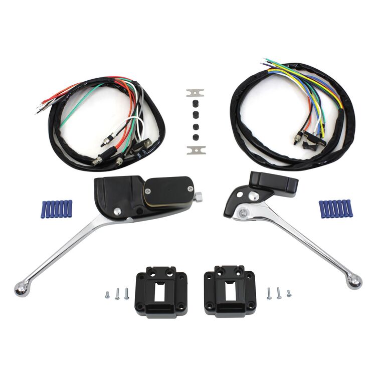 V-Twin Mfg. Black Handlebar Control Kit For Harley 1972-1981