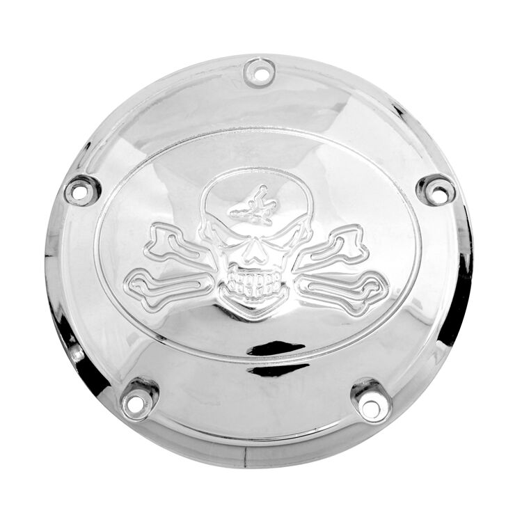 V-Twin Mfg. Chrome Bone Head Derby Cover For Harley Big Twin 1999-2018