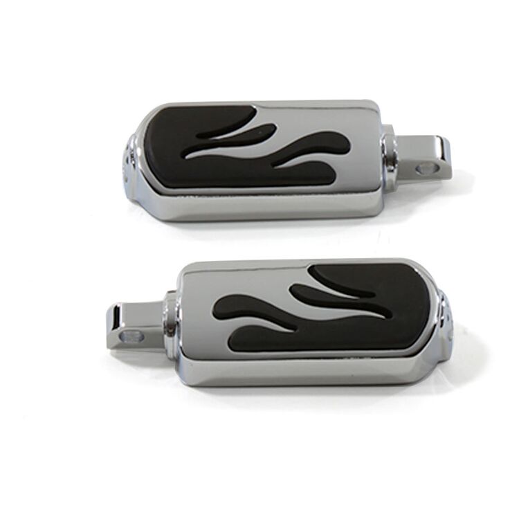 V-Twin Mfg. Flamed Chrome Footpegs