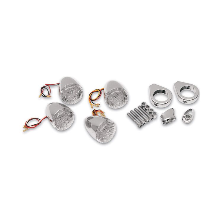 Drag Specialties Deuce Style LED Turn Signal Kit With Clear Honeycomb Lens