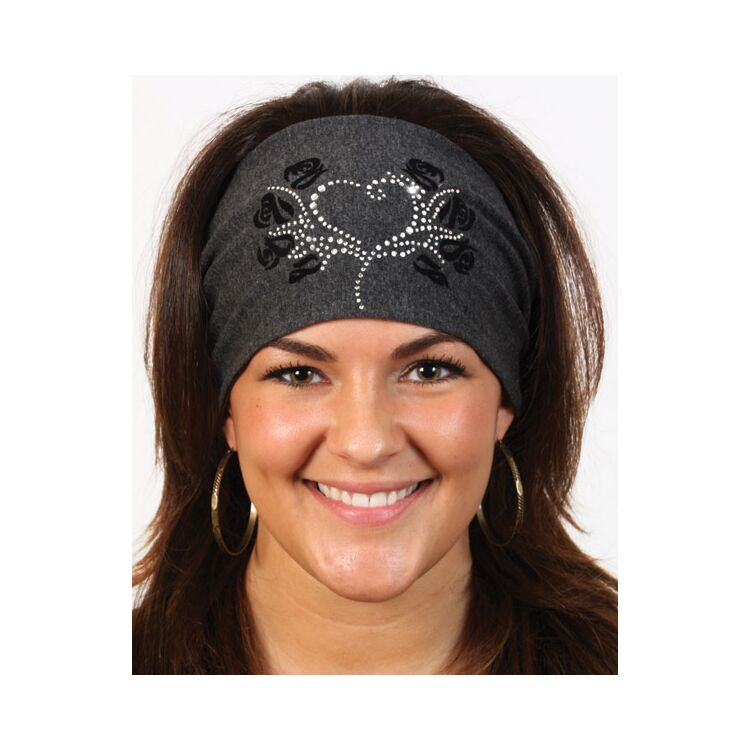 That’s A Wrap Flocked Black Roses Rhinestone Heart Knotty Band