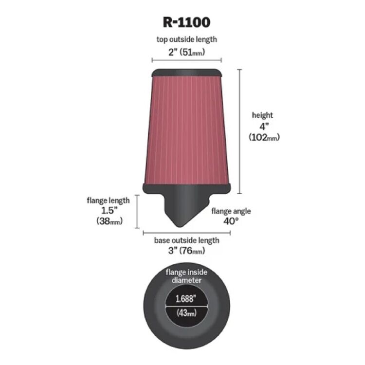K&N Round Tapered Universal Air Filter R-1100
