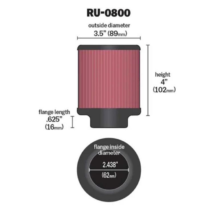K&N Round Straight Universal Air Filter RU-0800