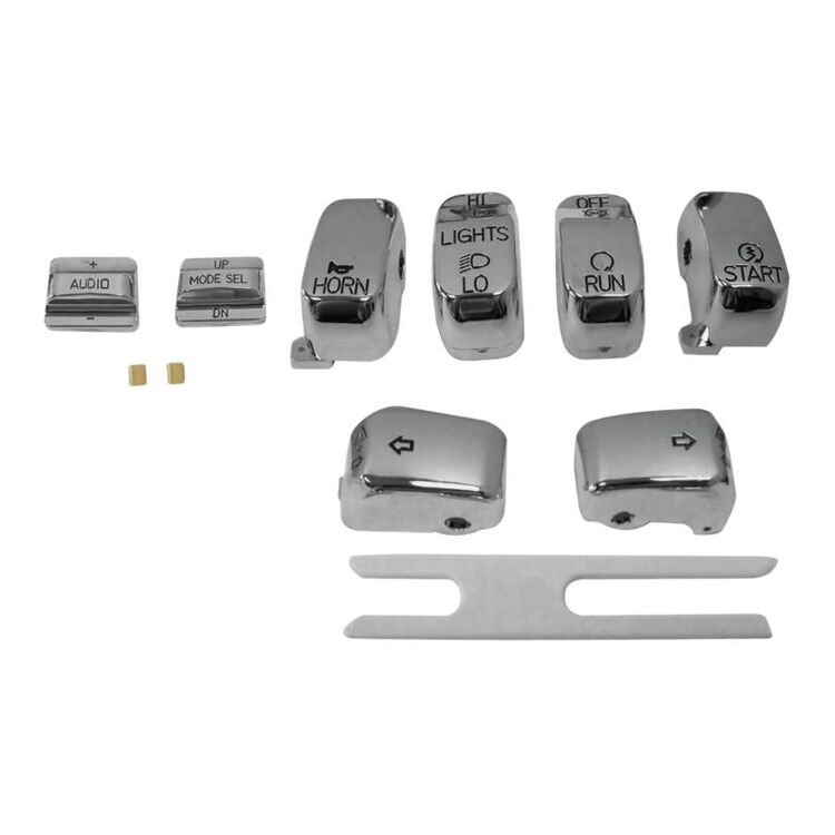 Biker's Choice Chrome Switch Cap Kit For Harley Touring w/out Cruise 1996-2016
