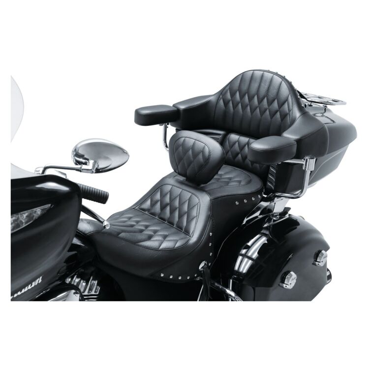 Mustang One-Piece Heated Touring Seat With Driver Backrest For Indian Roadmaster 2015-2025