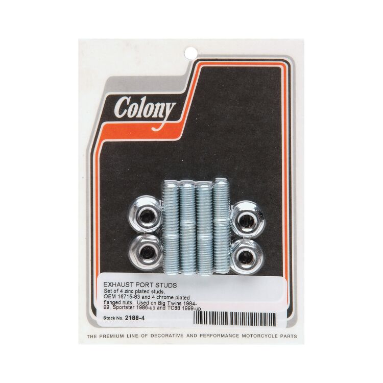 Colony Exhaust Port Studs And Nuts For Harley 1984-2026