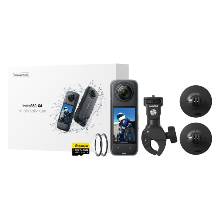 Insta360 X4 Action Camera Motorcycle Bundle With SD Card