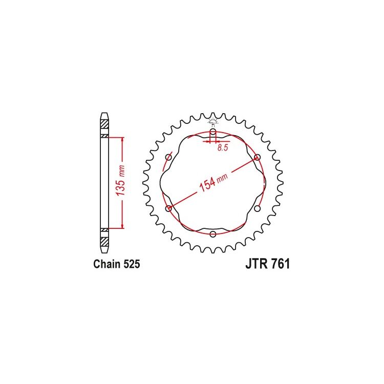 JT Sprockets 525 Steel Rear Sprocket Ducati 1098 / 1198 / Diavel / Monster / Panigale / Streetfighter 38T [Blemished - Very Good]