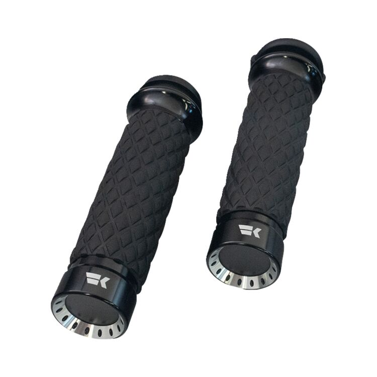 Khrome Werks Turbine Custom Contour Diamond Grips For Harley With Throttle by Wire