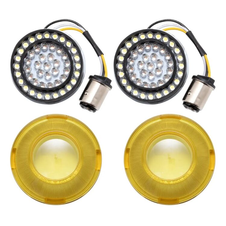HogWorkz Halomaker Amberz Bullet Style 1157 LED Front Turn Signal Inserts For Harley