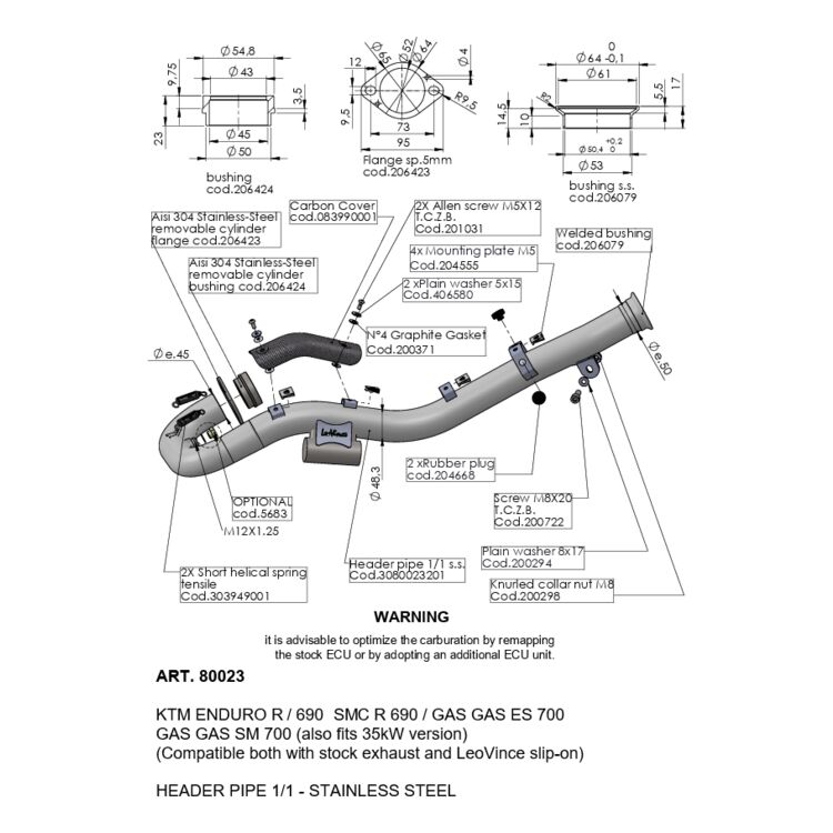 LeoVince Exhaust Header Gas Gas / KTM 2019-2024