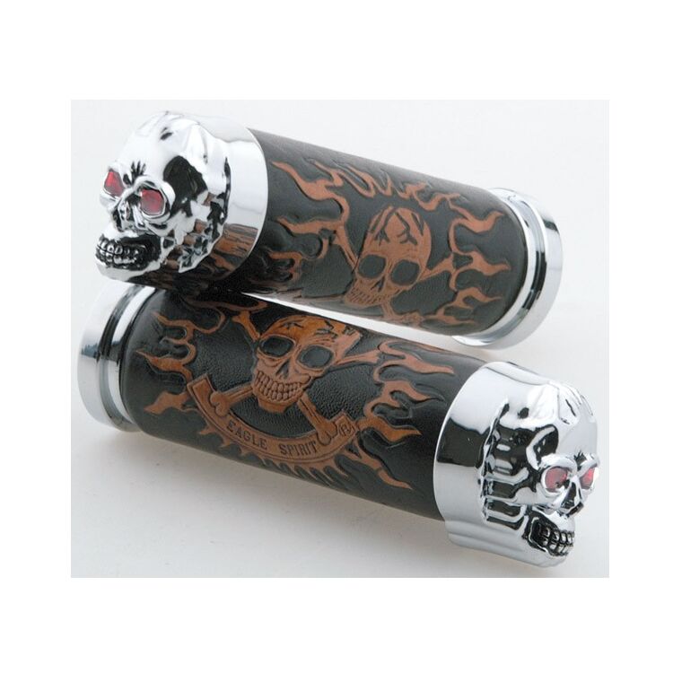 J&P Cycles Skull Grip Set With Eyes Red [Blemished - Very Good]