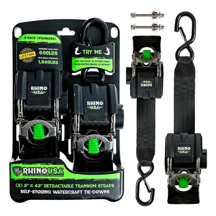 Rhino USA Retractable Transom Tie-Down Straps