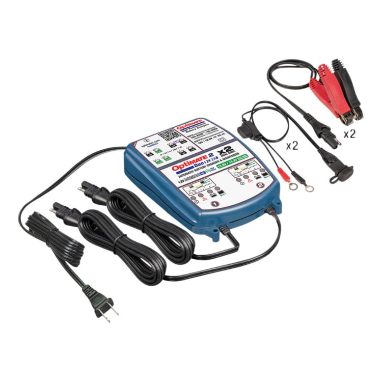 TecMate OptiMate 2 DUO 2-Bank Battery Charger / Maintainer 