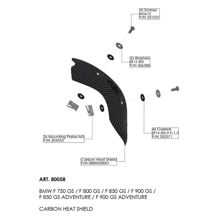LeoVince Carbon Fiber Heat Shield BMW F750GS / F800GS / F850 GSA / F900GS / GSA 2018-2025