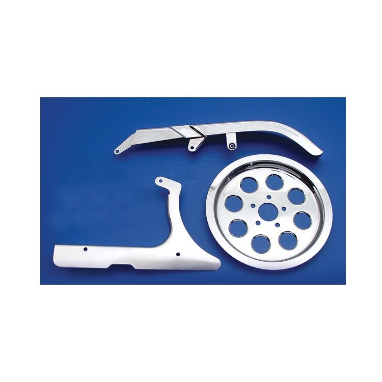 V-Twin Mfg. Chrome Belt Guard Kit For Harley Softail 1986-1999 [Previously Installed]