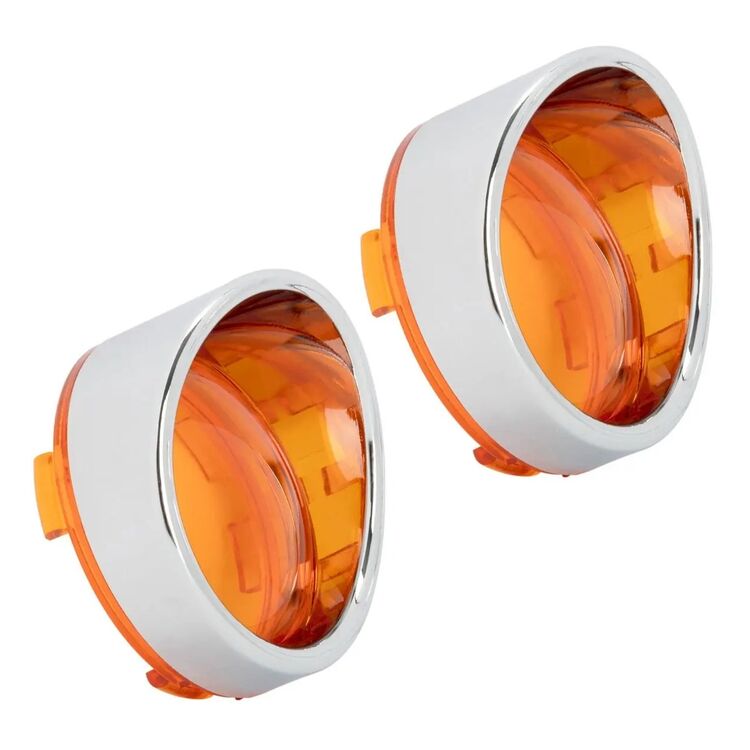 HogWorkz Bullet Style Turn Signal Visor Trim Rings And Lens For Harley Red Lens / Black [Previously Installed]