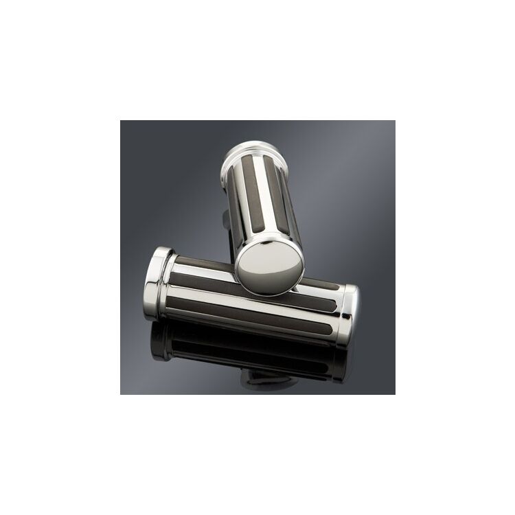 Milwaukee Twins Custom Black/Chrome Grip Set For Harley With Throttle by Wire [Open Box]