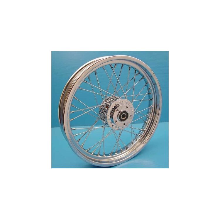 V-Twin Mfg. Replica Spoke Chrome Front Wheel For Harley Dyna 2004-2005 21" X 2.15" / Stainless Spokes [Open Box]