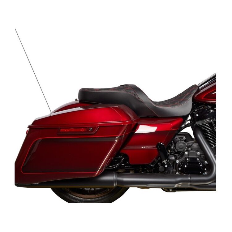 Drag Specialties Freedom Two Up Seat For Harley Touring 2009-2025 Smooth / Solar Reflective Leather [Open Box] Smooth / Solar Reflecti... [Open Box]