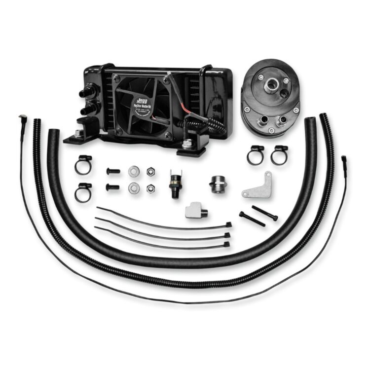 Jagg Oil Coolers Fan-Assisted Low Mount Oil Cooler Kit For Harley Touring 1985-2008