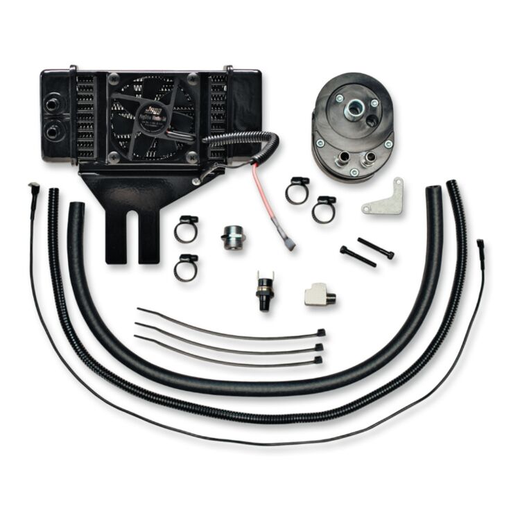 Jagg Oil Coolers Fan-Assisted Low Mount Oil Cooler Kit For Harley Dyna 1999-2017