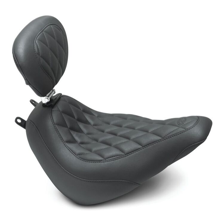 Mustang Wide Tripper Diamond Solo Seat For Harley Softail Heritage / Deluxe 2018-2026 Black / Without Backrest [Blemished - Very Good]