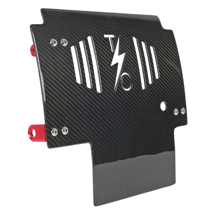 Thrashin Supply Carbon Fiber Skid Plate For Harley FLHX / FLTRX 2023-2026 Gloss Carbon / Red Brackets [Demo - Acceptable]