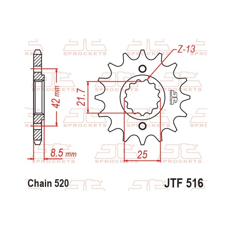 JT Sprockets Front Sprocket Kawasaki / Suzuki 250cc-600cc 1984-2020 13T [Open Box]