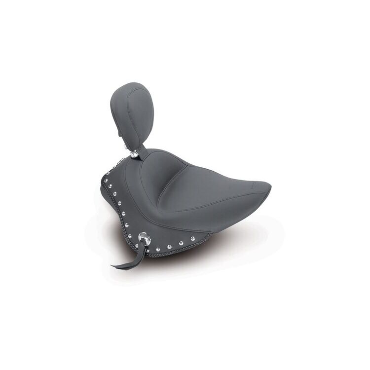 Mustang Wide Touring Solo Seat For Harley Slim / Blackline 2011-2017 Smooth / With Backrest [Blemished - Very Good]
